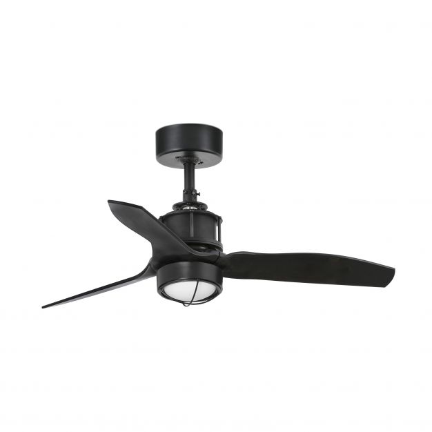 Faro Just Fan XS - plafondventilator met licht en afstandsbediening - Ø 81 cm - 17W LED incl. - mat zwart