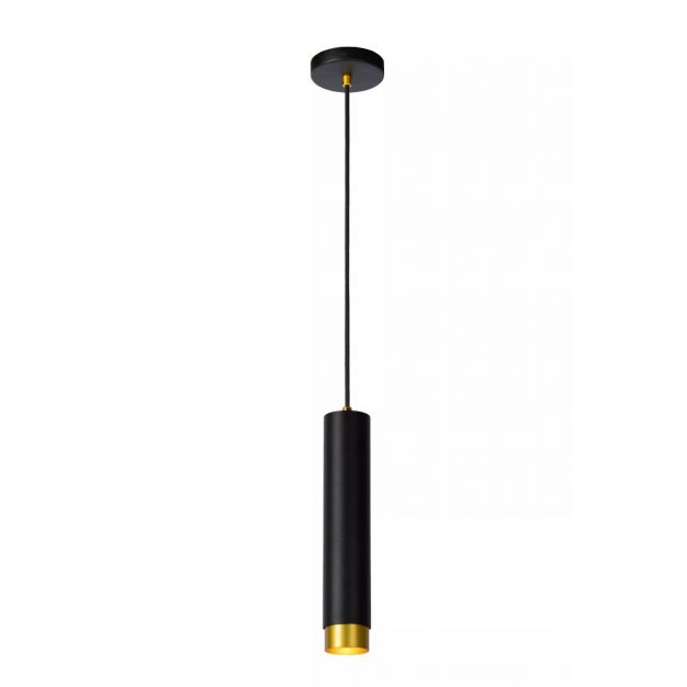 Lucide Floris - hanglamp - Ø 5,9 x 182 cm - zwart en messing