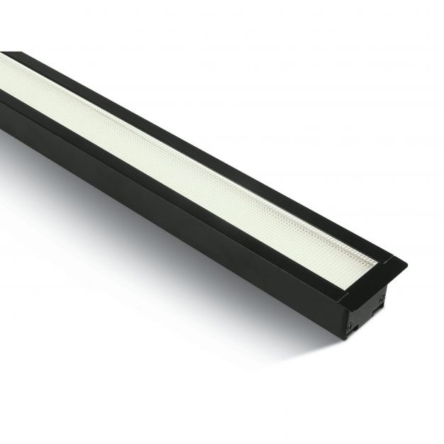 ONE Light UGR19 Recessed LED Linear Profiles - inbouw plafondverlichting - 121 x 5 x 5,5 cm - 40W LED incl. - zwart - warm witte lichtkleur