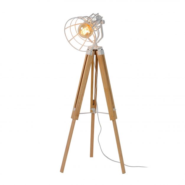 Lucide Joshua - staanlamp - 46 x 46 x 105 cm - wit en licht bruin