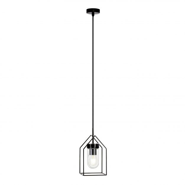 Brilliant Home - buiten hanglamp - 13 x 107 cm - IP44 - zwart met transparant glas