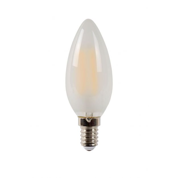 Lucide LED filament kaarslamp - Ø 4 x 10  cm - E14 - 4W dimbaar - 2700K - albast