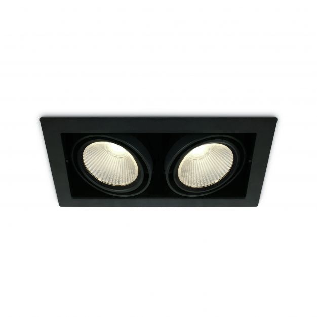 ONE Light COB Box Type Shop -  inbouwspot - 350 x 185 mm, 320 x 160 mm inbouwmaat - 2 x 30W LED incl. - zwart - warm witte lichtkleur