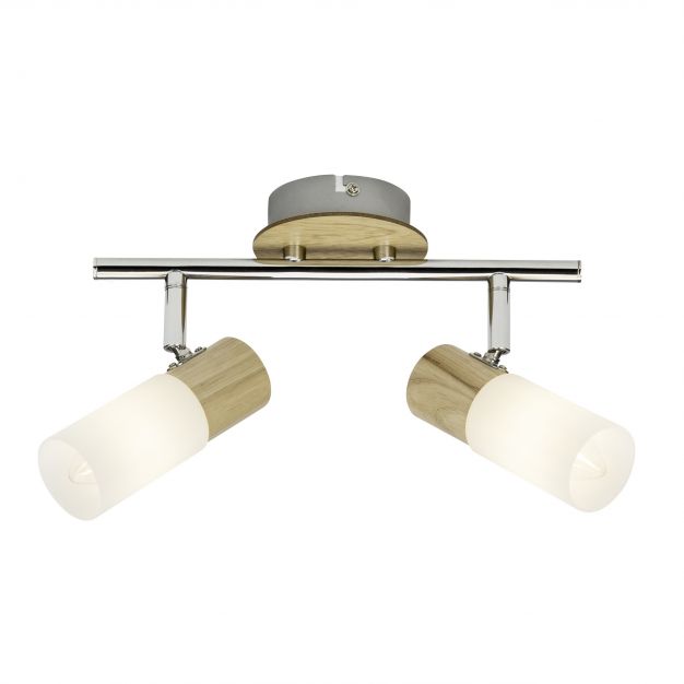 Brilliant Babsan - opbouwspot 2L - 28 x 12 x 18 cm - hout / wit