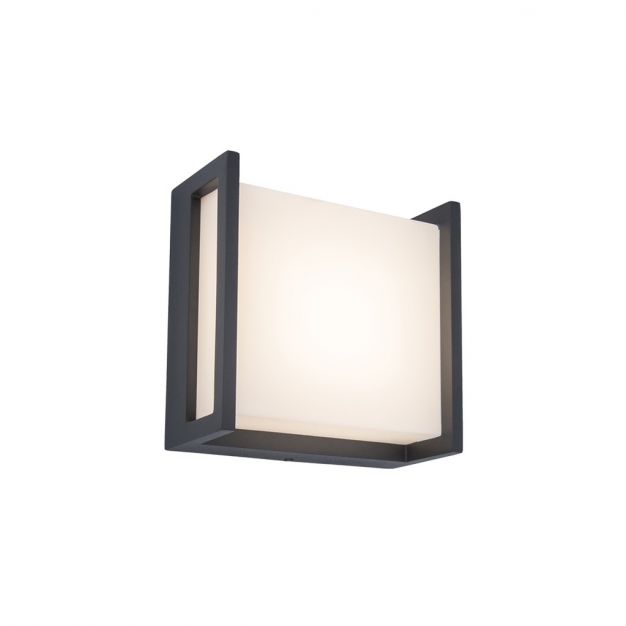 Lutec Qubo - buiten wandverlichting - 14 x 7,2 x 14 cm - 9,5W LED incl. - IP54 - donkergrijs