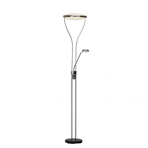 Brilliant Double - staanlamp - 199 cm - 25W + 5W dimbare LED incl. - chroom
