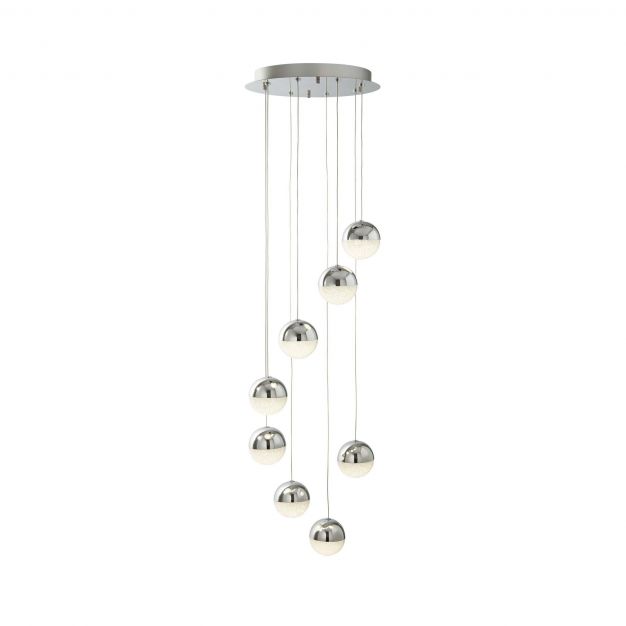 Searchlight Marbles - hanglamp - Ø 35 x 155 cm - 8 x 5W dimbare LED incl. - chroom