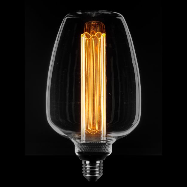 ETH Deco Filament LED 43S - 11 x 20 cm - E27 - 3 stappen dimbaar - 1W/2,5W/5W - 1800K – gerookt glas