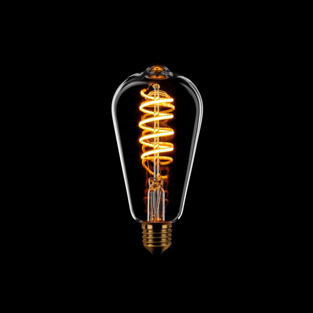 ETH Edison Spiral LED Filament ST64 - E27 - 8W dimbaar - 1800K  - transparant