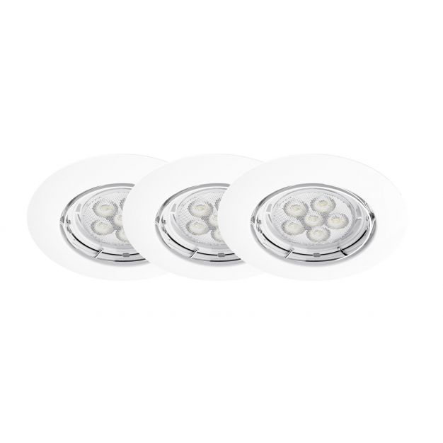 Energetic Lighting Matrix - set van 3 - inbouwspots - Ø 85 mm, Ø 65 mm inbouwmaat - 5,5W dimbare LED incl. - wit