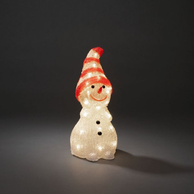 Konstsmide kerstverlichting - sneeuwman met hoed - 14,5 x 16,5 x 32 cm - IP44 - rood en wit