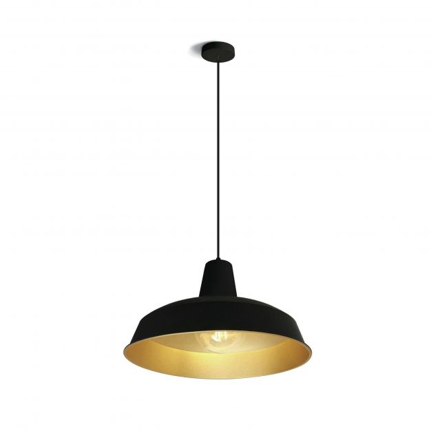 ONE Light Retro Pendants - hanglamp - Ø 40 x 184 cm - zwart en messing