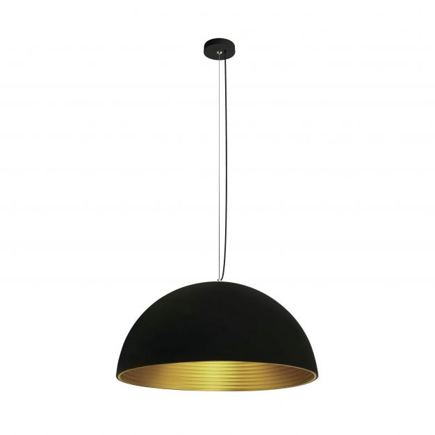 ONE Light Bowl Shade Pendant - hanglamp - Ø 60 x 190 cm - zwart en messing