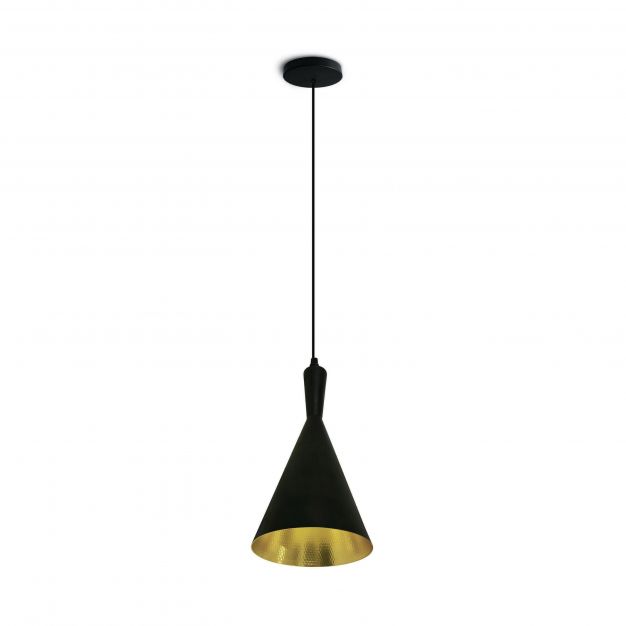 ONE Light Retro Pendants - hanglamp - Ø 18,5 x 198 cm - zwart en messing