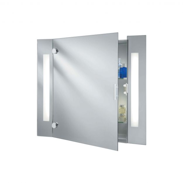 Searchlight Bathroom Mirrors - spiegel met verlichting - 66 x 60 cm - 9,6W LED incl. - IP44 - wit en chroom