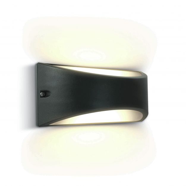 ONE Light Outdoor Wall Up & Down Lights - buiten wandverlichting - 22 x 10 x 10 cm - 10W LED incl. - IP54 - antraciet