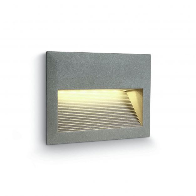 ONE Light Outdoor Dark Light Wall Recessed - inbouw wandverlichting - 18,5 x 13,7 cm - 2W LED incl. - IP54 - grijs