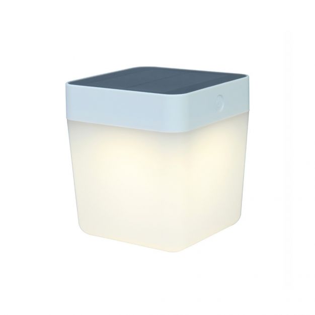 Lutec Table Cube - buiten tafellamp RGB op zonne-energie - 12 x 12 x 13 cm - 3 stappen dimmer - 1W LED incl. - IP44 - wit