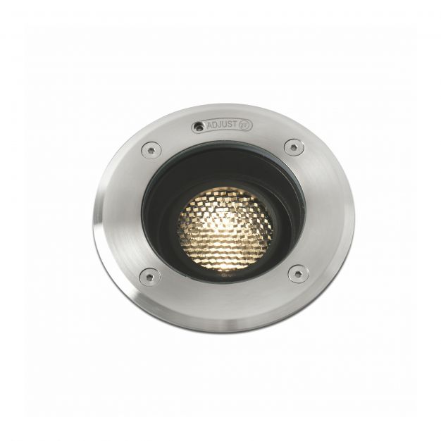 Faro Geiser Orientable - ronde grondspot voor buiten - Ø 130 mm, Ø 165 mm inbouwmaat - 7W LED incl. - IP67 - satijn inox - 38 graden