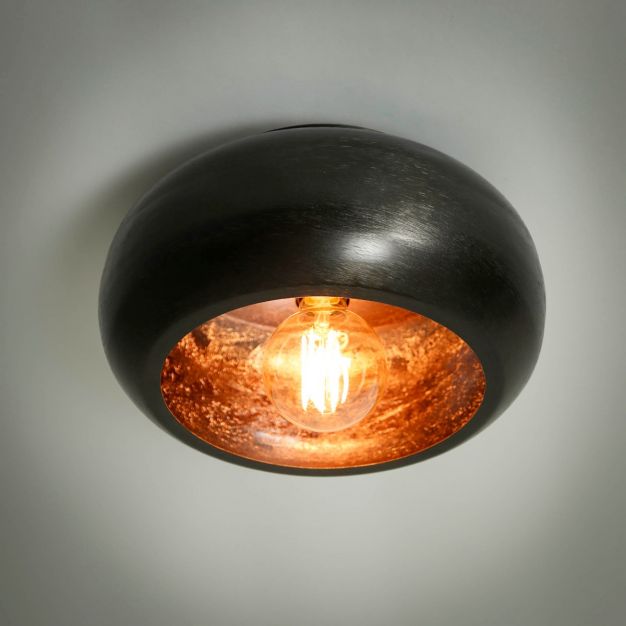 Vico Sky Round - plafondverlichting - Ø 34 x 18 cm - zwart nikkel