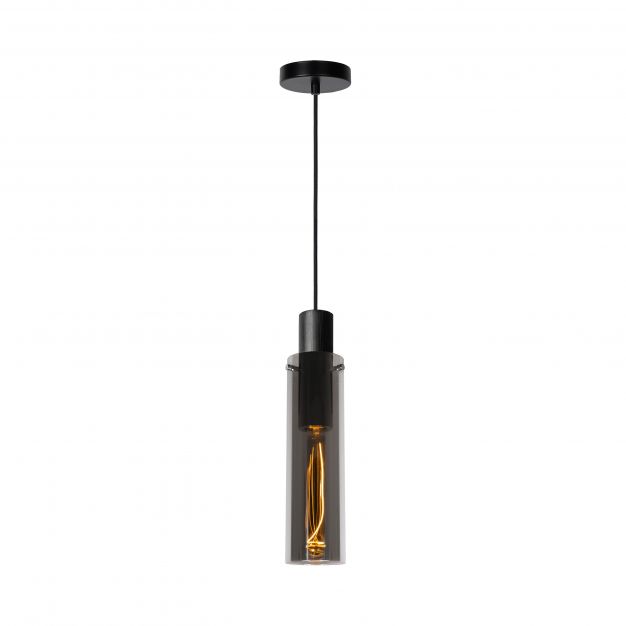 Lucide Orlando - hanglamp - Ø 10 x 170 cm - rookgrijs en zwart