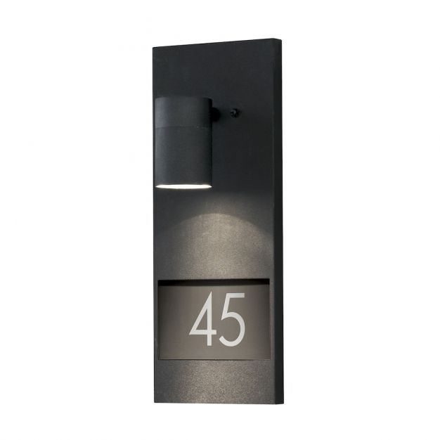 Konstsmide Modena House Number - wandverlichting - 11 x 41 x 16 cm - IP44 - zwart
