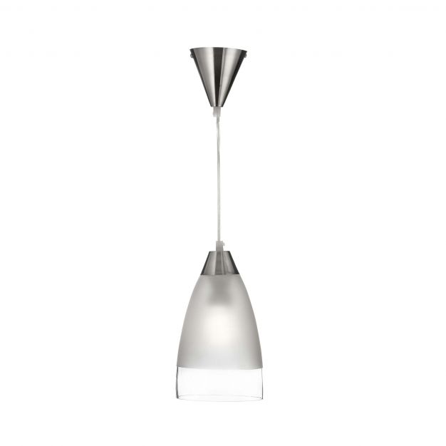 Searchlight Metal and Glass Pendants - hanglamp - Ø 15 x 120 cm - satijn zilver