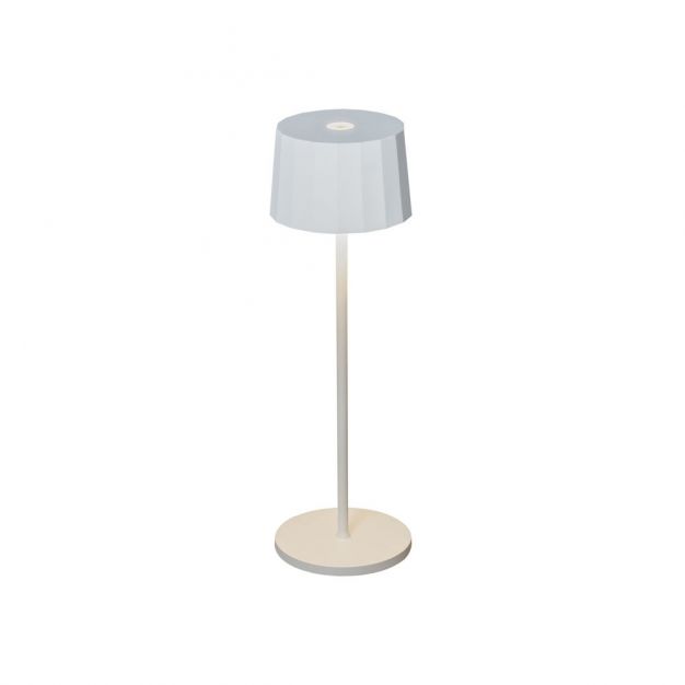 Konstsmide Positano - draadloze buiten tafellamp met laadstation - Ø 11 x 35 cm - 2,2W dimbare LED incl. - IP54 - wit