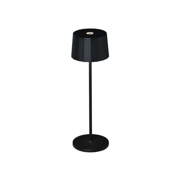Konstsmide Positano - draadloze buiten tafellamp met laadstation - Ø 11 x 35 cm - 2,2W dimbare LED incl. - IP54 - zwart