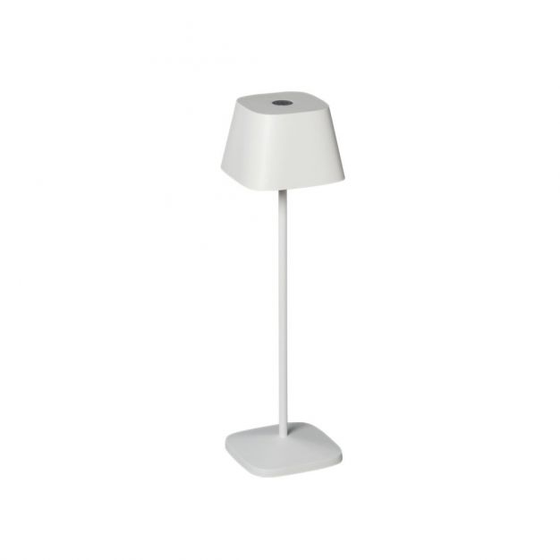 Konstsmide Capri - draadloze buiten tafellamp met laadstation - Ø 10 x 36 cm - 2,2W dimbare LED incl. - IP54 - wit