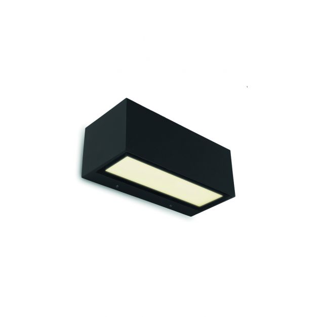 Lutec Gemini - buiten wandlamp - 22 x 10 x 8  cm - 21W LED incl. - IP54 - zwart - warm wit