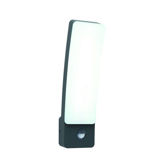 Lutec Kira - buiten wandverlichting met bewegingsmelder - 11 x 8,3 x 31,1 cm - 18W LED incl. - IP54 - donkergrijs - wit