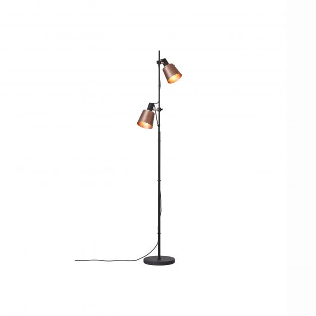 Brilliant Santo - staanlamp - 44 x 25 x 170 cm - koper en zwart