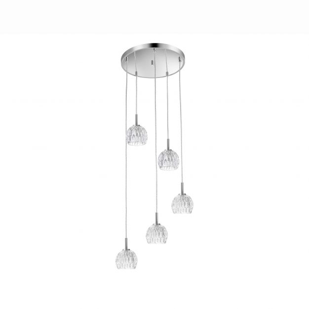 Nova Luce Lara - hanglamp - Ø 33 x 120 cm - transparant en chroom