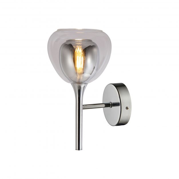 Brilliant Hadan - wandverlichting met schakelaar  - 16 x 18,5 x 30,5 cm - chroom en rook