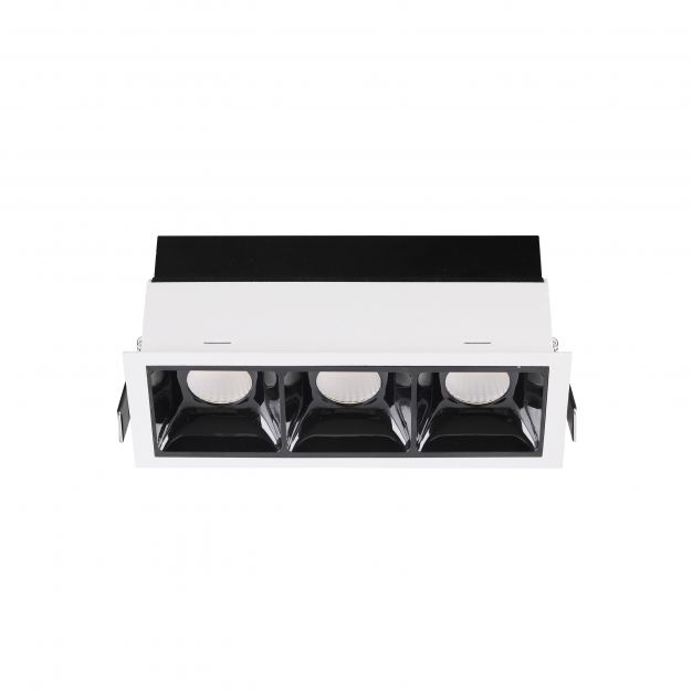 Nova Luce Sorel - inbouwspot - 157 x 62 mm, 150 x 57 mm inbouwmaat - 3 x 7W LED incl. - wit en zwart