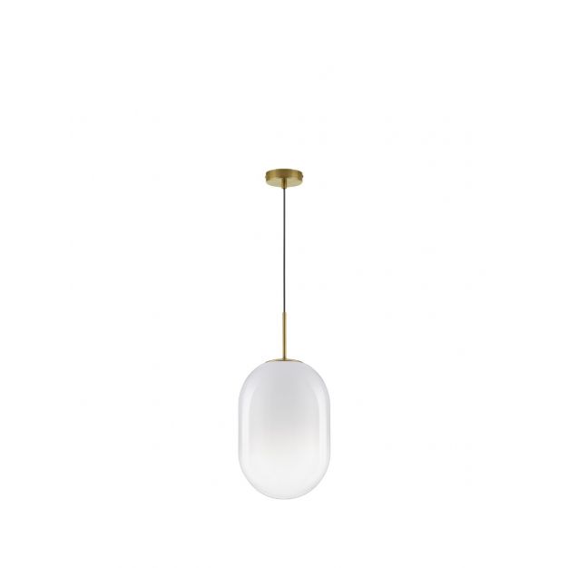 Nova Luce Chrysi - hanglamp - Ø 24 x 120 cm - messing goud en wit