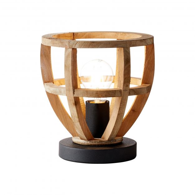 Brilliant Matrix Wood - tafellamp - Ø 20 x 21,5 cm - antiek hout