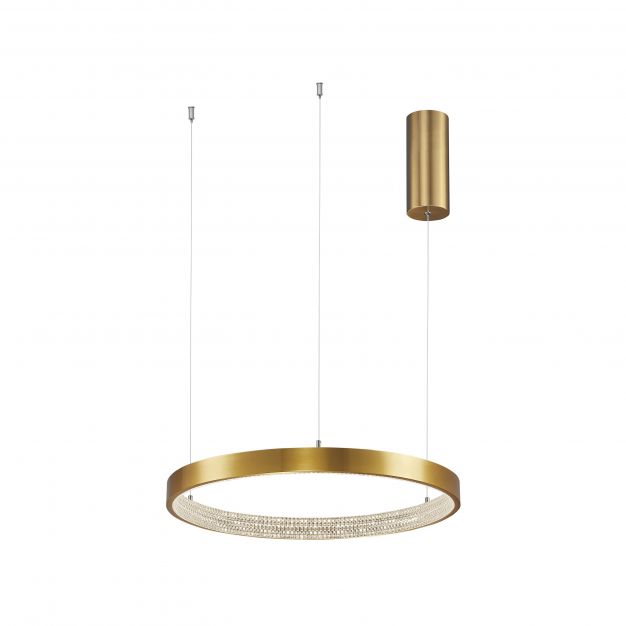Nova Luce Preston - hanglamp - Ø 40 x 120 cm - 25W dimbare LED incl. - antiek goud messing 