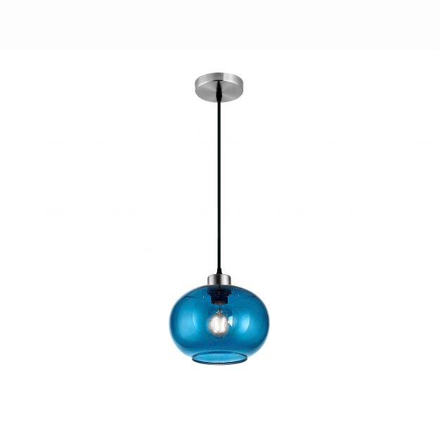 Nova Luce Jade - hanglamp - Ø 30 x 120 cm - blauw glas (stockopruiming!)