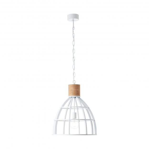 Brilliant Matrix Wood - hanglamp - Ø 47 x 142 cm - wit
