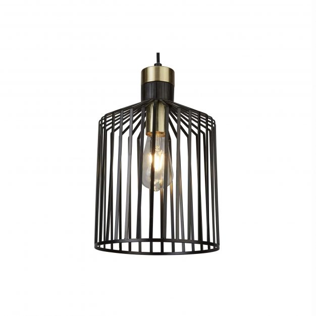 Searchlight Bird Cage - hanglamp - 22,5 x 22 x 164 cm - mat zwart