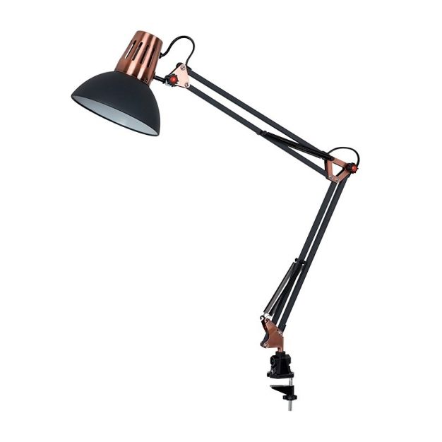 Elmark Luke - bureaulamp - 70 cm - zwart en koper