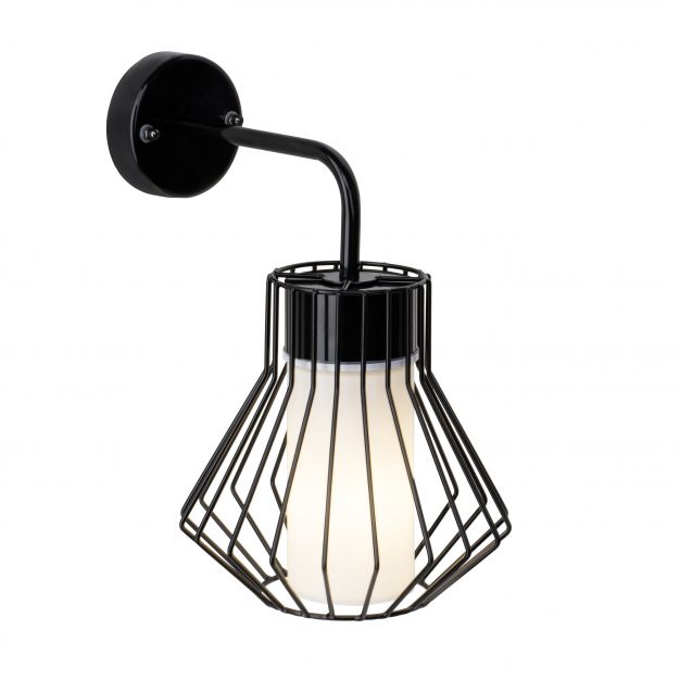 Brilliant Dalmext - buiten wandverlichting - 20 x 30 x 25 cm - zwart / wit glas