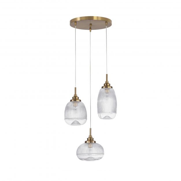 Nova Luce Mond - hanglamp - Ø 49 x 120 cm - satijn goud en transparant