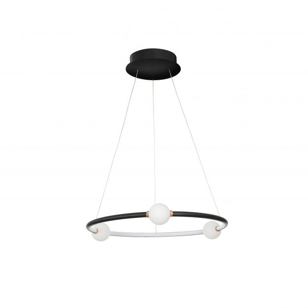 Nova Luce Celia - hanglamp met afstandsbediening - Ø 64 x 120 cm - 36W dimbare LED incl. - zwart en opaal