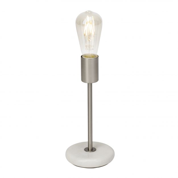 Brilliant Alina - tafellamp - 27 cm - satijn nikkel / steengrijs
