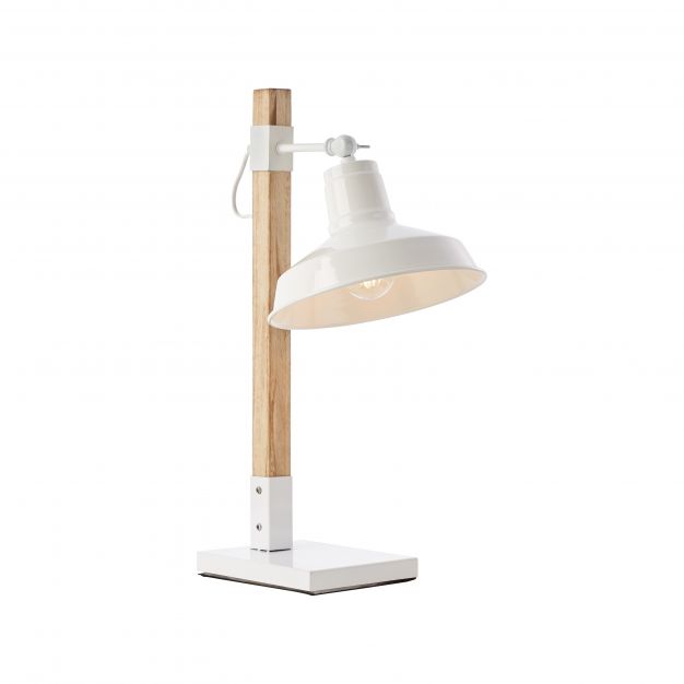 Brilliant Hank - tafellamp - 33 x 23,5 x 53 cm - wit hoogglans en lichtbruin