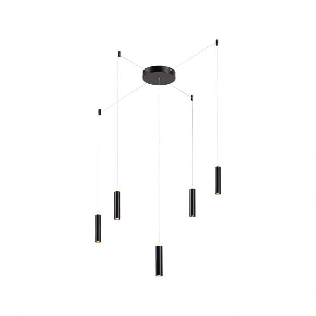 Brilliant Limas - hanglamp - Ø 400 x 400 cm - 3 stappen dimmer - 5 x 7,4W LED incl. - zwart