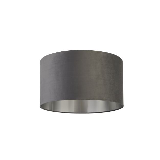 Searchlight Drum Shade - lampenkap - Ø 50 x 28 cm - donkergrijs en geborsteld zilver
